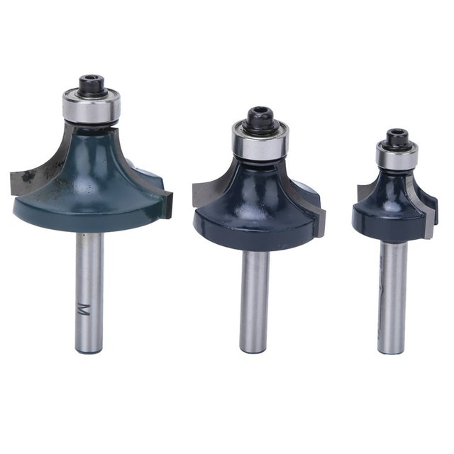 Dsseng 3Pcs Corner Round Over Router Bit Set 1/4 Inch Shank With Bearing Carbide Tipped Woodworking Edge Cutter Smooth Precision Cutting For DIY & Professional Carpentry Durable Alloy