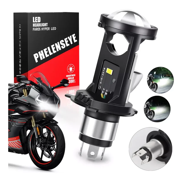 Faros Led H4 Hb2 9003 Tipo Lupa Para Moto Luz Altas Y Bajas