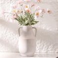 thumbnail image 3 of Ceramic Flower Vase with Handles, Large Decorative White Vase, Farmhouse Terracotta Vases for Home Decor, Rustic Vintage Vases for Living Room, Kitchen, Bedroom, Office, Coffee Table, 28CM, 3 of 11