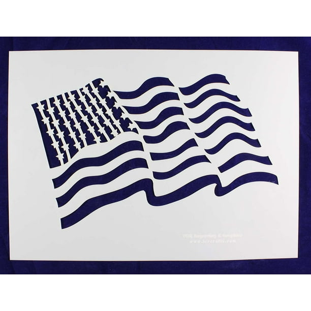 US / American Flag Stencils (Wavy) 18 x 13 Inches