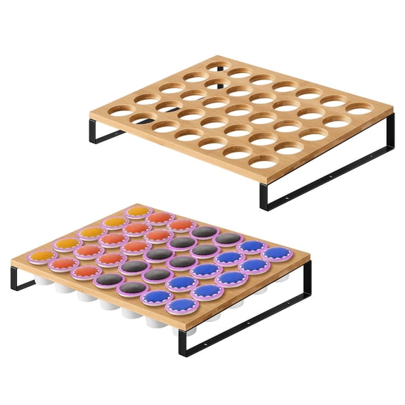 OYEAL 2 Pcs Coffee Pod Holder 70-Capacity K-Cup Storage Rack Container Bamboo Drawer Organizer for K Pods, Countertop/Coffee Station