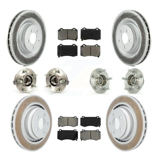 Transit Auto Front Rear Hub Bearings Assembly Coated Disc Brake Rotors and Semi-Metallic Pads Kit (10Pc) for Car Dodge Chrysler 300 Charger Challenger - Left Right Side (Driver Passenger) KBB-112120