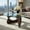 Brown, variant on Demi Bonn Triangle Coffee Table, Dining Center Tables with Tempered Glass Top and Adjustable Rubber Wood Base for Living Room, Bedroom, Office and Balcony, Beige