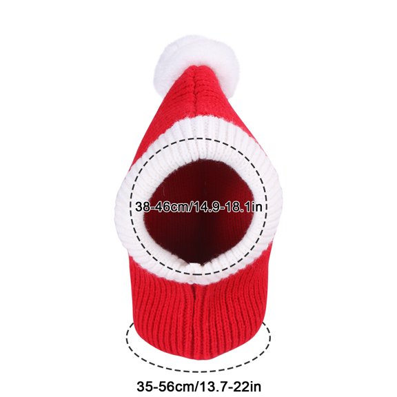 Ikohbadg Christmas Dog Hat Costume For Small And Medium Dogs & Cats Warm Winter Dog Knitting Hat Cute Puppy Neck Ear Warmer/Protector Funny Teddy Pet Cap With Pompon Cozy Red Knit Headwear For Pets C