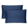 Bare Home Pillow Sham Set - Premium 1800 Collection - Double Brushed - Queen, Dark Blue
