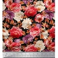 thumbnail image 1 of Soimoi Orange Rayon Fabric Leaves & Floral Print Fabric by The Yard 56 Inch Wide, 1 of 1