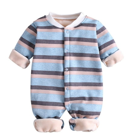 

Binmer Newborn Infant Baby Boy Girl Long Sleeve Striped Fluffys Romper Jumpsuit Clothes