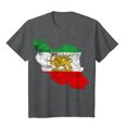 thumbnail image 4 of GEWSEY Women's Iran Map with Lion and Sun Emblem Vintage Persian Heritage V-Neck T-Shirt (Dark Gray, L), 4 of 6