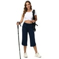 thumbnail image 6 of Xidunhg Women's Capri Pants Wide Leg Plus Size Lightweight Quick Dry Casual Summer Sweatpants Hiking Walking Navy S, 6 of 10
