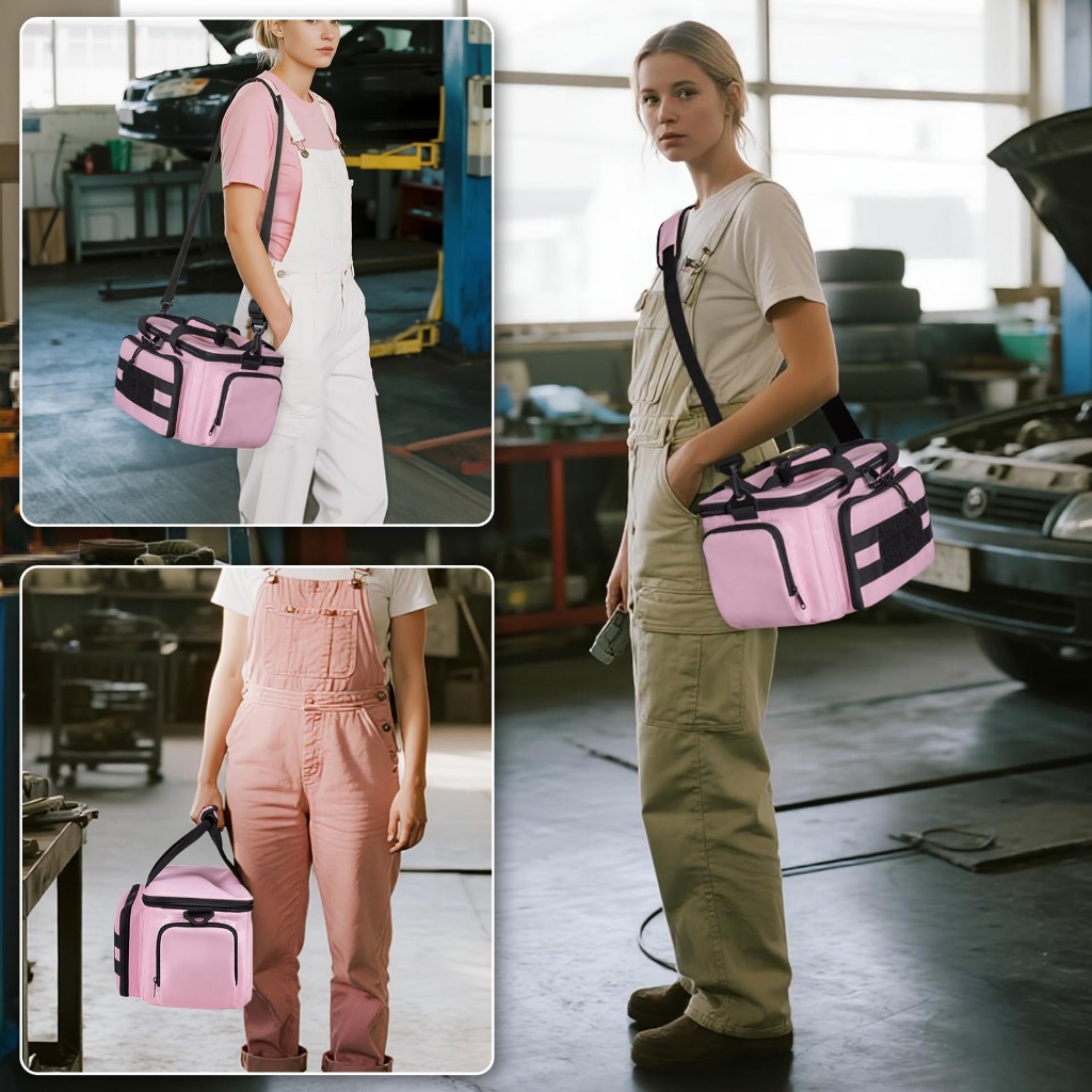 Heavy Duty 14 Inch Women's Tool Hand Bag With Multiple Pockets Adjustable Shoulder Strap For Organized Tool Storage