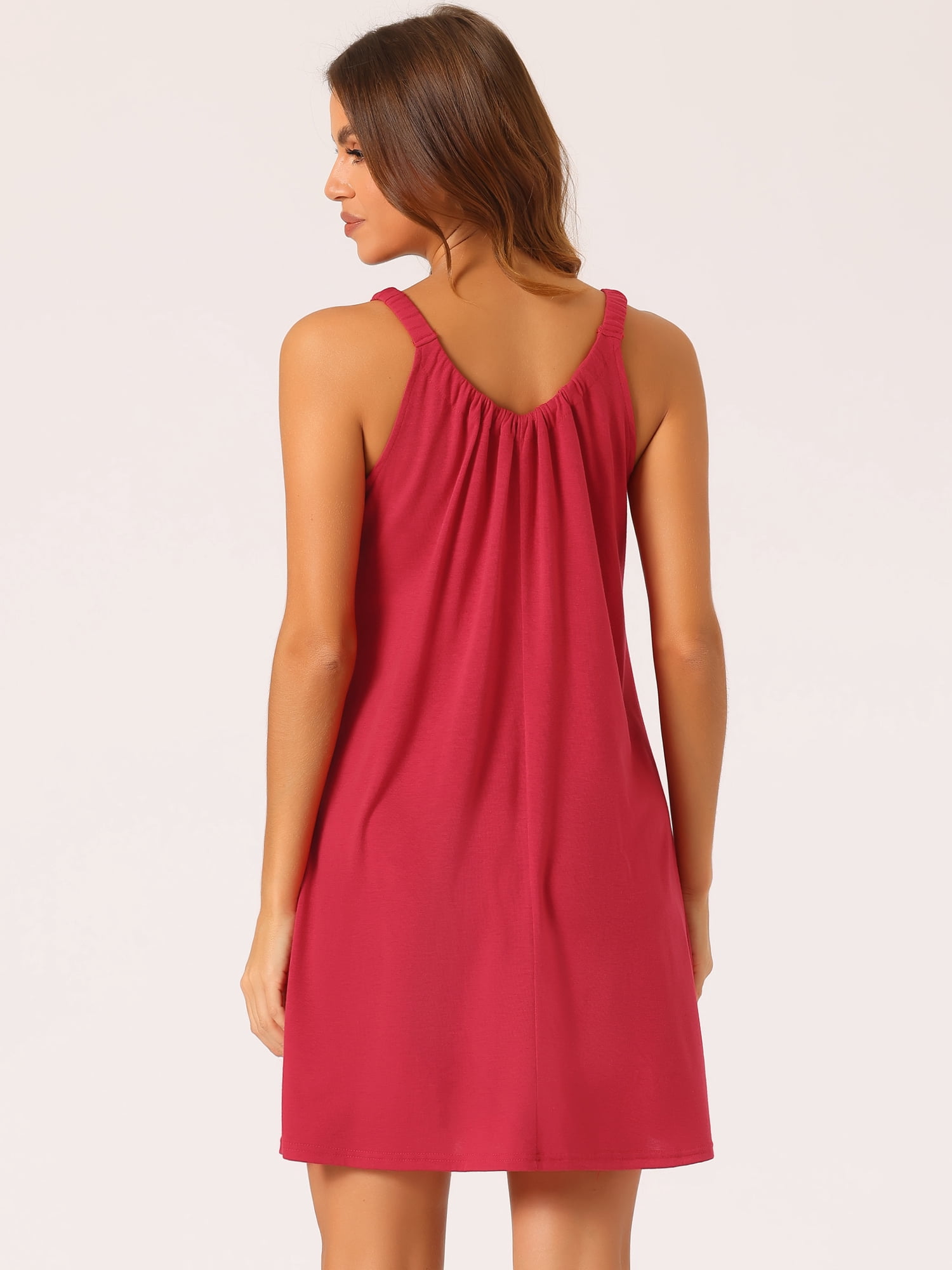 DARING DIVA Women's Sleepwear with Elastic Wide Strap and Large Hem L Claret