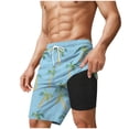 thumbnail image 7 of AHTJRT Men's Swim Trunks Built-In Shorts 2 in 1 Lightweight Elastic Drawstring Waist Summer Shorts Knee Length Quick Dry Beach Shorts Fashion Hawaiian Floral Print Bottoms Blue#02 XXXL, 7 of 7