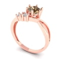 thumbnail image 2 of 0.87 ct Round Cut Simulated Champagne Diamond 3 Stone 18K Rose Gold Womens Engagement Ring, 2 of 5