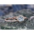 thumbnail image 4 of HeartsAndYou 1.7ct Natural Blue Aquamarine Bridal Set Engagement 100% 14k SOLID Rose Gold, 4 of 6