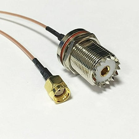 Bulkhead Plug - UHF female bulkhead to RP SMA male plug RF adapter coax cable RG178 15cm 6