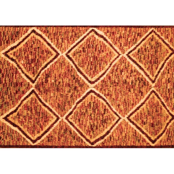 Ahgly Company Indoor Rectangle Abstract Orange Contemporary Area Rugs, 5' x 7'