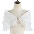 thumbnail image 3 of Bridal Banquet Lace Mesh Shawl with Diamond-Buckle One Shoulder Design?? B5X42, 3 of 6