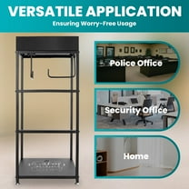Police Gear Rack with Lockable Drawer & Wheels,Military Gear Stand with 6 Hooks,Black Police Equipment Organizer Hanger,Tactical Gear Rack Organizer,Duty Belt & Vest Hanger,Cop Police Gift