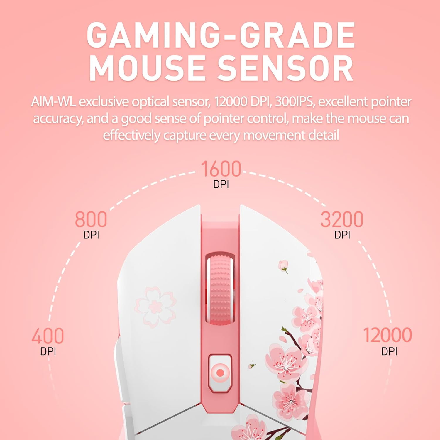 DAREU Wireless Optical Gaming Mouse with Charging Dock 85g Lightweight 12000 DPI RGB Backlight for PC Notebook