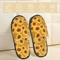 thumbnail image 2 of Bixox Men's Women's Yellow Leopard Print Sunflower Patterned Plush House Slippers, Memory Foam Slippers, Indoor and Outdoor Warm Plush Bedroom Shoes, Soft Flat Sole, Comfortable and Non-slip, 2 of 5
