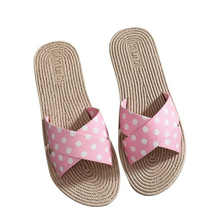 

CYMMPU Women s Slippers Clearance Summer Ladies Slippers Polka Dot Polka Dot Holiday Beach Shoes