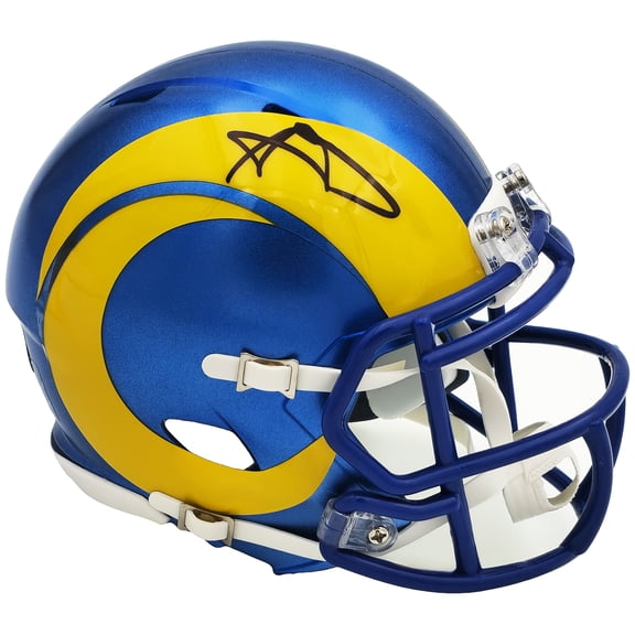 Aaron Donald Autographed Los Angeles Rams Blue Speed Mini Helmet Beckett BAS Witness 224833