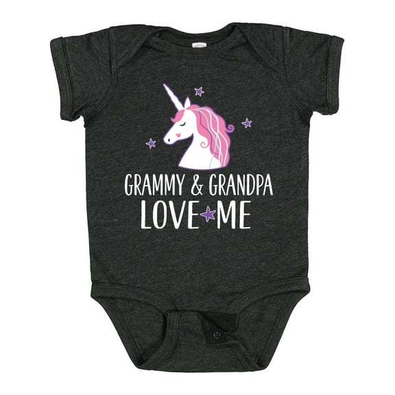 Inktastic Grammy and Grandpa Love Me Girl Unicorn Girls Baby Bodysuit