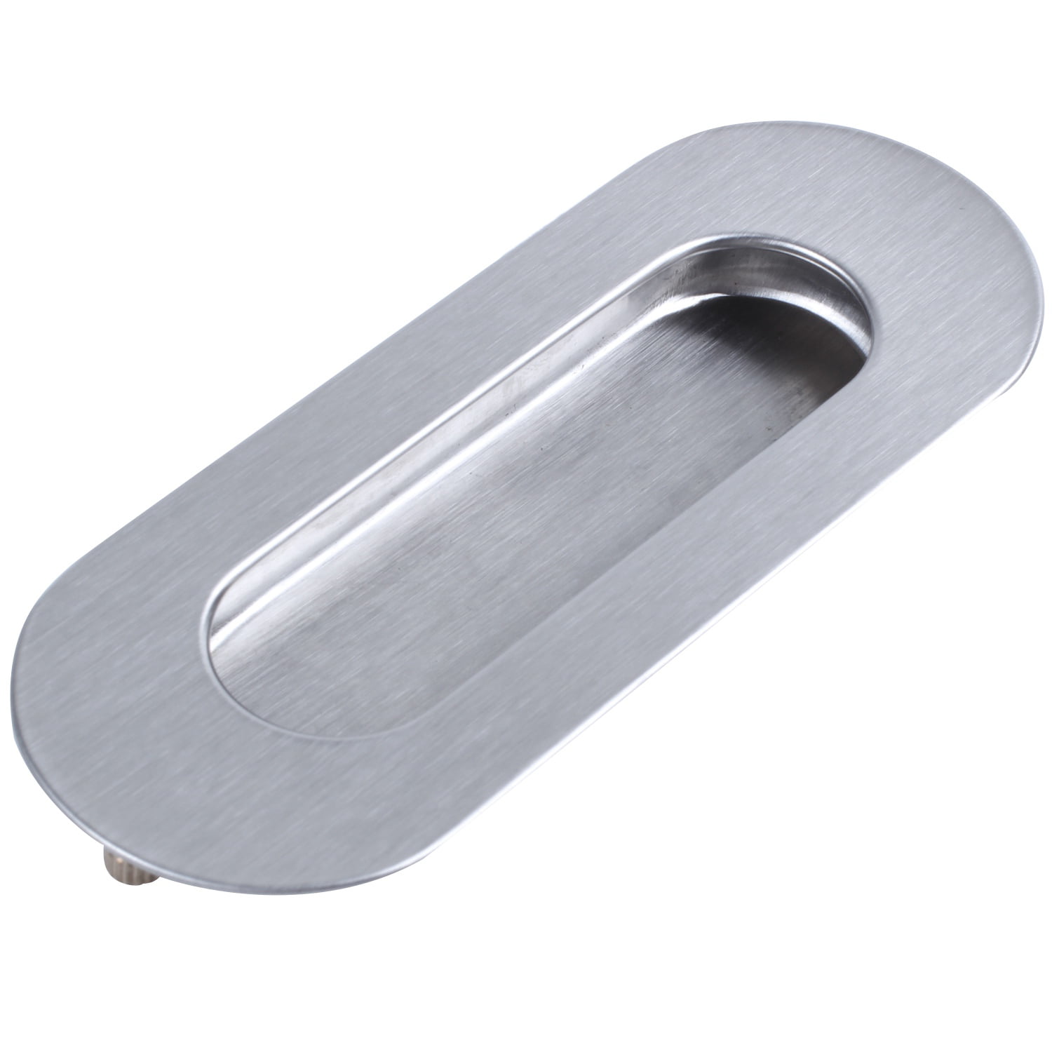 Stainless Steel Oval Recessed Flush Pull Sliding Door Cabinet Handle 2x Screws 