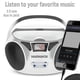 thumbnail image 5 of Magnavox MD6924 Boombox portátil con CD de carga superior y radio estéreo AM/FM en negro | Compatible con CD-R/CD-RW | Pantalla LED | Puerto auxiliar compatible | Reproductor de CD programable | (Blan, 5 of 5