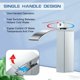 thumbnail image 3 of Grifo de baño monomando con caño en cascada ultrafino, grifo de diseño moderno con acabado cromado, mangueras flexibles y flujo de agua estable para el área del lavabo del baño, 3 of 5