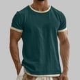 thumbnail image 2 of srobpty Mens Summer Solid Color Linen Round Neck Button Short Sleeve Blouses and Shirts Lightweight for Summer Wear, 2 of 5