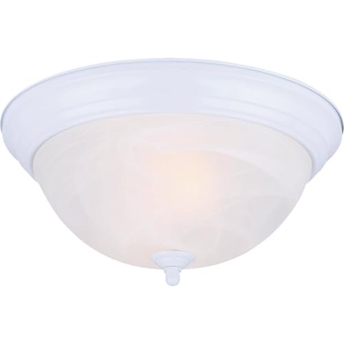 CANARM IFM413WH 13" 2 Bulb Flush Mount, White with Alabaster Glass