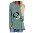 thumbnail image 1 of MesaSe T-Shirts à Manches Longues pour Femmes Time And Tru Femmes Mode Décontractée Imprimé Col Rond Ample T-Shirt à Manches Longues Haut Blouse Chandail, 1 of 6
