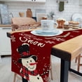 thumbnail image 3 of Red Snowman Snowflakes Winter Table Runner, Seasonal Christmas Kitchen Dining Table Decoration for Indoor Outdoor Home Party Decor 13 x 72 Inches, 3 of 4