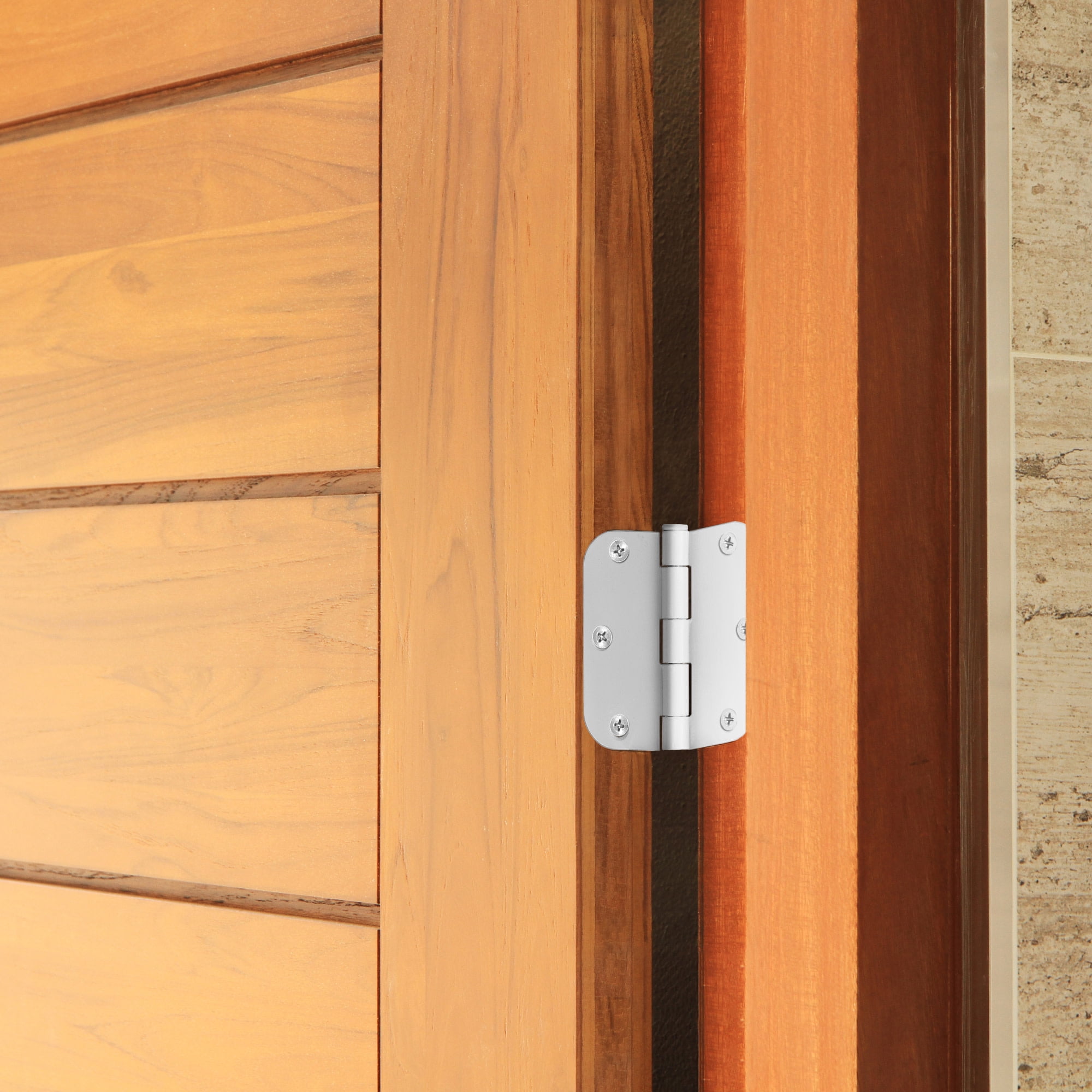 White Steel Plain Bearing Door Hinge with Removable Pin, 3-1/2 x 3-1/2 in. 5/8 in. Radius, 3-Pack