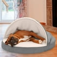 thumbnail image 3 of FurHaven Pet Products Faux Sheepskin Memory Top Snuggery Burrow Pet Bed for Dogs & Cats - Gray, 35" Base, 3 of 13