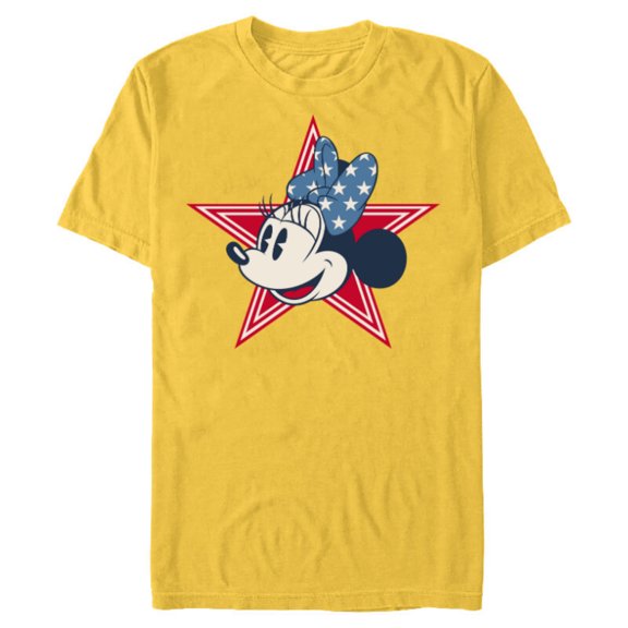 Disney Minnie Mouse Red White and Blue Retro Americana - Short Sleeve Blended T-Shirt for Adults - Customized-Yellow
