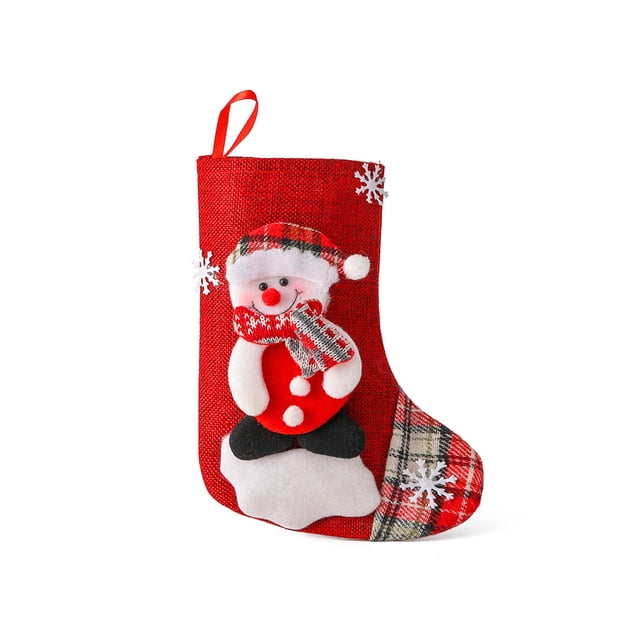 Cateissary Calcetín de Navidad, regalo con estampado de Claus, bolsa de dulces, bolsa de embalaje múltiple, fotografía de árbol para niños, Kits de decoración para fiestas muñeco de nieve