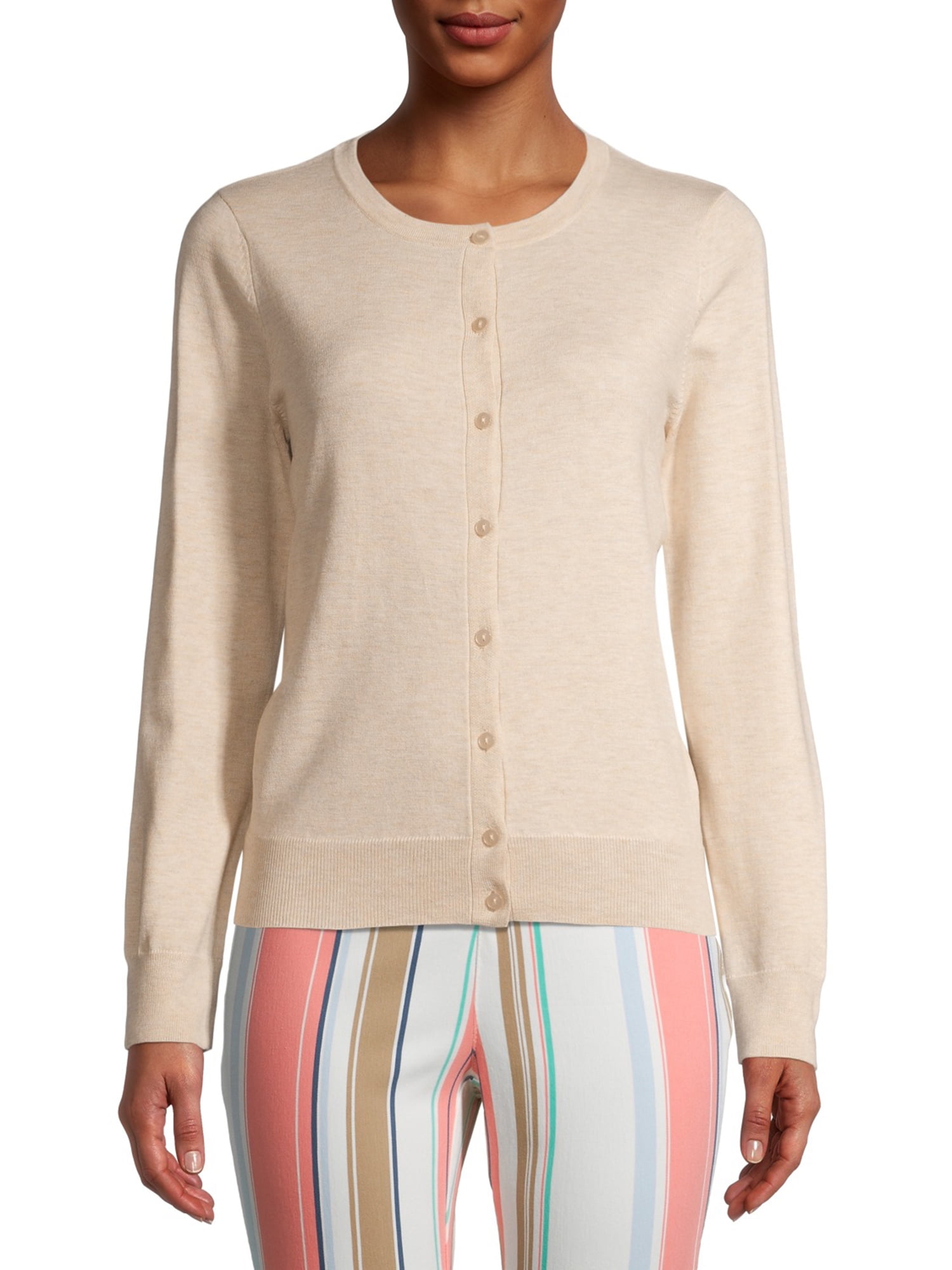 Time and Tru - Time and Tru Women's Everyday Crew Neck Cardigan - Walmart.com - Walmart.com