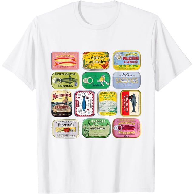 Camiseta de sardina de pescador estético vintage para playa