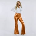 thumbnail image 2 of Angala Casual High Waist Flare Pants Stretchy Thin Gold Print Trousers Bootcut Bottoms Soft Beautiful Women's Casual Pants, 2 of 5