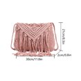 thumbnail image 3 of Bolso bandolera de ganchillo con borlas para mujer Bolso de hombro de verano Bolso de playa tejido (rosa), 3 of 8