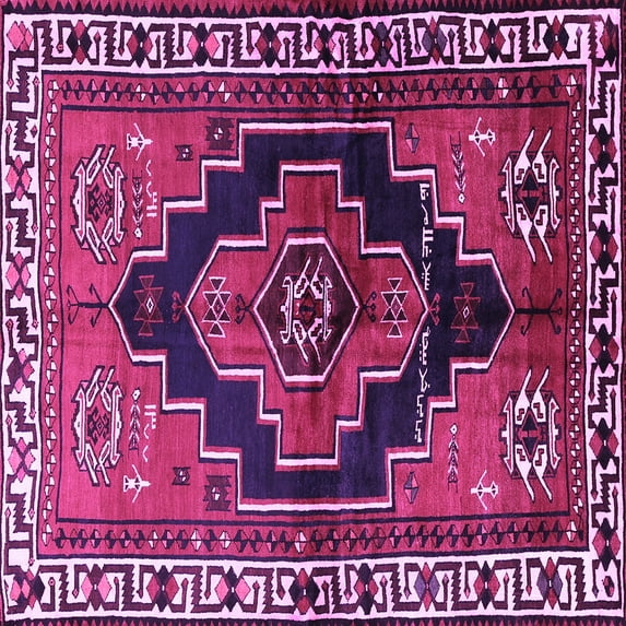 Ahgly Company Indoor Square Persian Purple Traditional Area Rugs, 5' Square