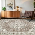 thumbnail image 2 of FairOnly Light Camel 9'x12'Vintage Distressed Floral Area Rugs Machine Washable Soft Rugs for Bedroom Oriental Non Slip Area Rugs for Bathroom Kitchen Living Room, 2 of 7