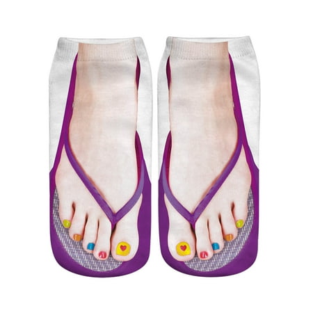 

Stay at Home Socks 3D Pattern Manicure Print Socks Flip Flop Funny Hidden Running Socks Women Personalized Low Cut Ankle Knee High Socks for Youth