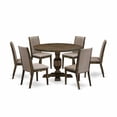 thumbnail image 2 of East West Furniture 7 Piece Modern Dining Table Set Contains a Mid Century Dining Table and 6 Dark Khaki Linen Fabric Mid Century Chairs with High Back - Distressed Jacobean Finish, 2 of 7