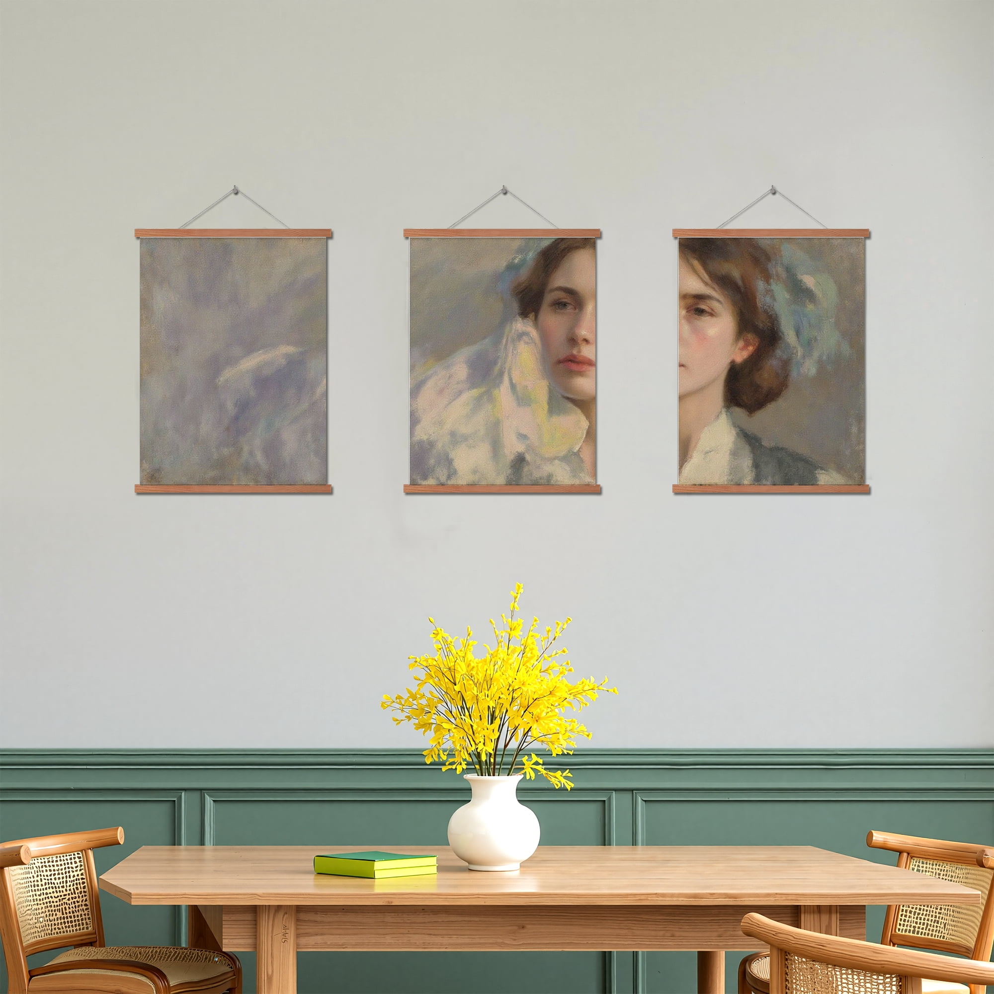 MAYEERTY Modern Abstract Wall Art Painting, Living Room Decor, Brown Hanging Rod Frame, 15.7"x11.8"