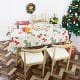 Ray Star Vinyl Christmas Tablecloth Rectangle 52x90 inch with Flannel Backed for 4 Foot Tables, Plastic Red and Green, Waterproof and Oilproof