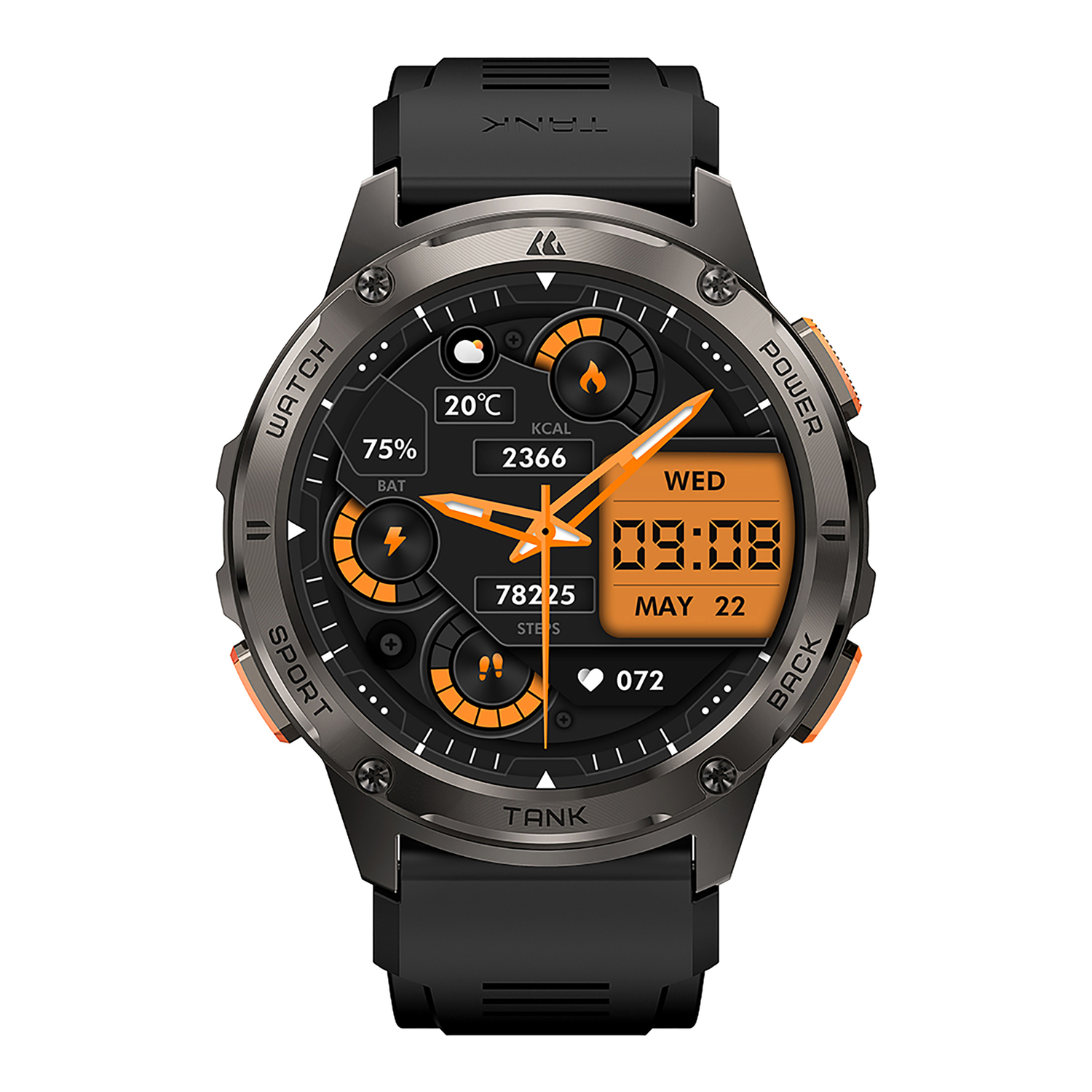 KOSPET TANK T3 1.43-In. AMOLED Smartwatch with Silicone Band (Black), P-T004-B