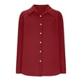 thumbnail image 3 of Juslio Womens Blouses Long Sleeve Button Casual V Neck Tops Blouses Red M, 3 of 9